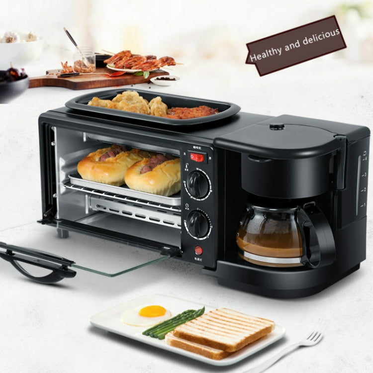 Machine à petit-déjeuner électrique 3 en 1, cafetière multifonction + poêle à frire + mini-four, four à pain et pizza domestique, cafetière multifonction 3 en 1