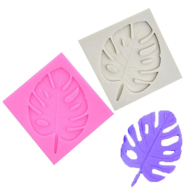 2 moules en silicone DIY feuille d'arbre pour fondant, moule à chocolat pour décoration de gâteau, forme de feuille d'arbre (rose), forme de feuille d'arbre (gris)
