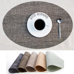 Set de table ovale en PVC isolant thermique antidérapant, dessous de plat pour assiettes et bols