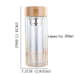 Bouteilles d'eau en verre avec infuseur, couvercle en bambou, double paroi, portables, pour extérieur, 350 ml, 450 ml