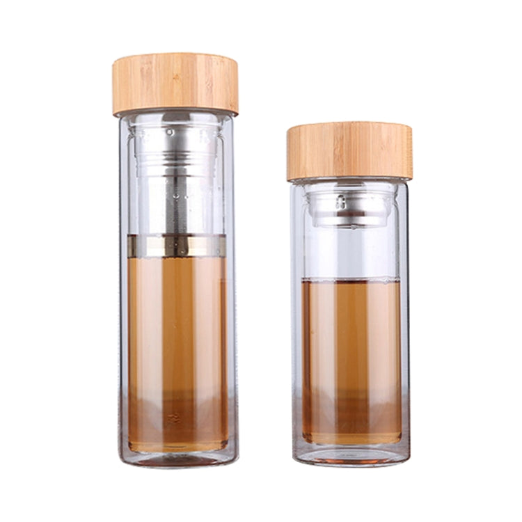 Bouteilles d'eau en verre avec infuseur, couvercle en bambou, double paroi, portables, pour extérieur, 350 ml, 450 ml
