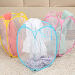 Panier à Linge Pliable Pop Up Sac à Linge Panier à Linge Filet de Rangement en Maille Violet pour Vêtements Sales