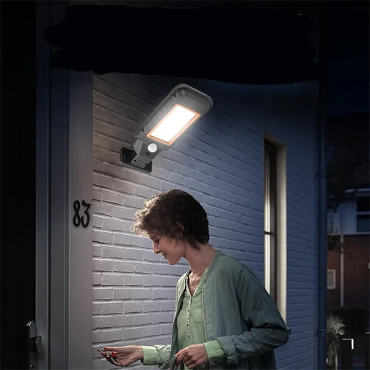 Lampe Murale Solaire à Induction LED, Étanche Extérieure, Éclairage Public, 128 COB