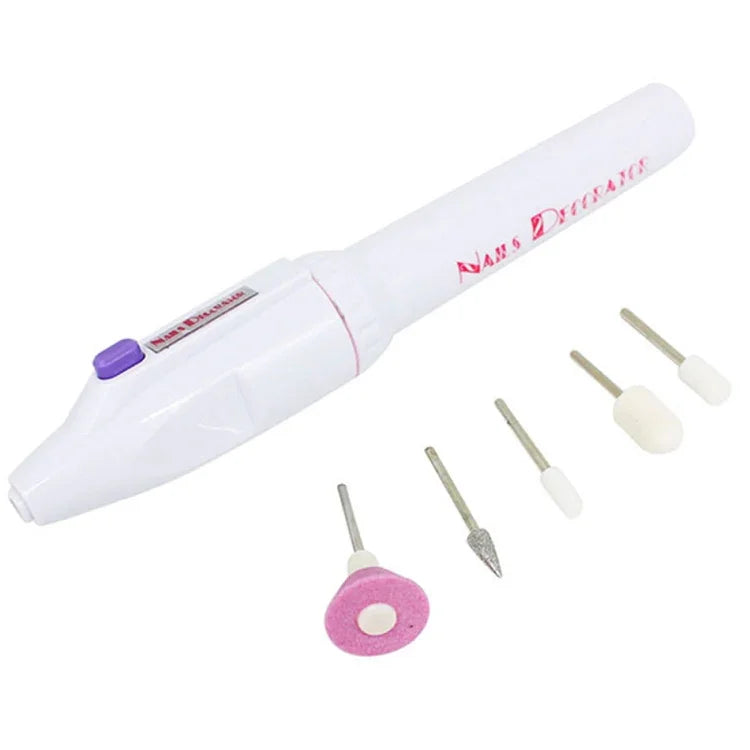 Kit de perceuse électrique pour ongles Embouts Manucure Ongles de pied Pédicure Salon Forme stylo Kit de manucure Perceuse à ongles Tampons Outil de pédicure avec 5 embouts