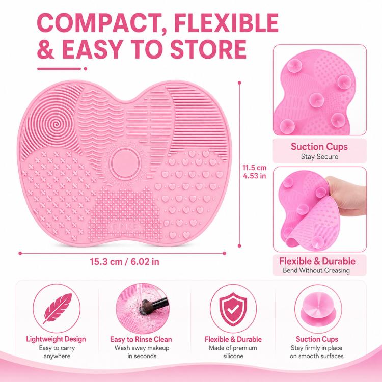 Tapis de nettoyage pour pinceaux en silicone, outils de lavage pour pinceaux de maquillage cosmétiques, sourcils, tampon de nettoyage, planche à récurer, outil de nettoyage de maquillage, rose, vert, noir, violet foncé, violet clair, rose vif