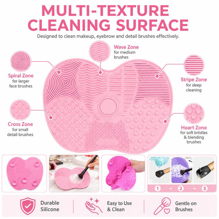 Tapis de nettoyage pour pinceaux en silicone, outils de lavage pour pinceaux de maquillage cosmétiques, sourcils, tampon de nettoyage, planche à récurer, outil de nettoyage de maquillage, rose, vert, noir, violet foncé, violet clair, rose vif