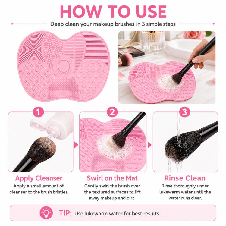 Tapis de nettoyage pour pinceaux en silicone, outils de lavage pour pinceaux de maquillage cosmétiques, sourcils, tampon de nettoyage, planche à récurer, outil de nettoyage de maquillage, rose, vert, noir, violet foncé, violet clair, rose vif