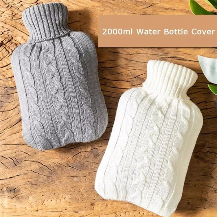 Bouillotte Housse Tricotée Couleur Unie (Sans Bouillotte) Bouteille Tricotée Douce Remplie d'Eau Sac en Velours pour Bouillotte
