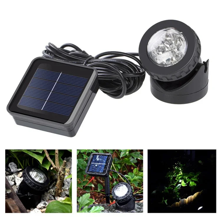 Projecteur Solaire Extérieur, Éclairage de Jardin et Piscine, Double Usage, Étanche IP65, LED Solaire