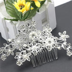 Épingles à Cheveux de Mariage Romantiques en Cristal Perle Fleur Épingle à Cheveux Strass Tiara Couronne de Mariée Épingles à Cheveux Peigne à Cheveux de Mariée