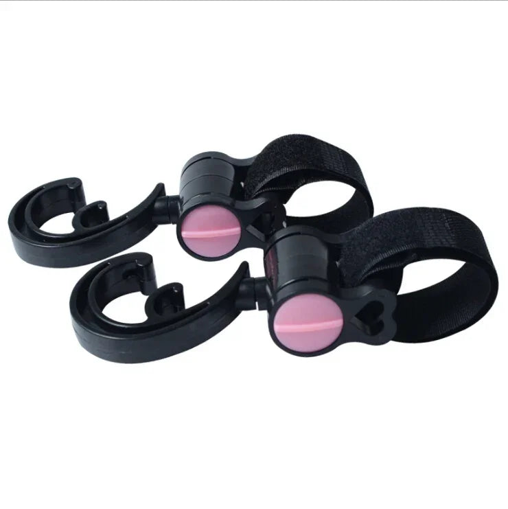 Lot de 2 crochets multifonctions pour accessoires de poussette bébé, crochet en plastique noir, crochet en plastique (rose), crochet en plastique (jaune)