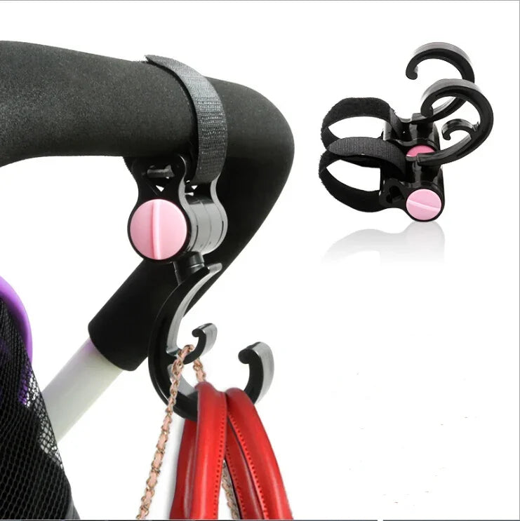 Lot de 2 crochets multifonctions pour accessoires de poussette bébé, crochet en plastique noir, crochet en plastique (rose), crochet en plastique (jaune)