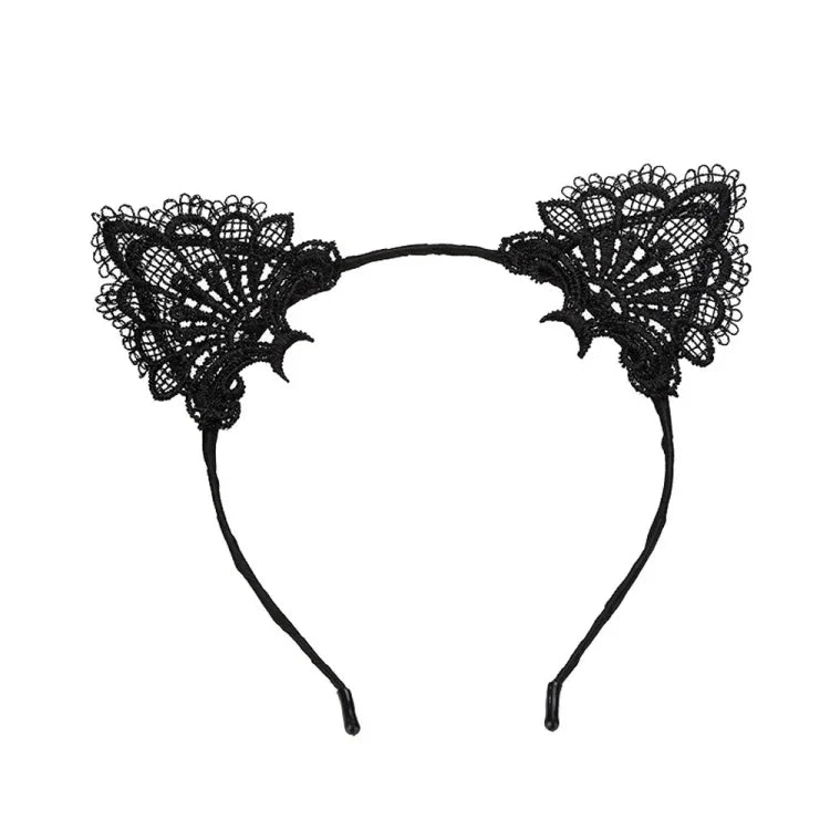 Chaîne de tête pour femmes avec bandeau en dentelle et oreilles de chat mignonnes