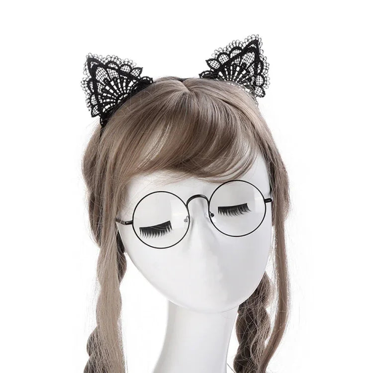 Chaîne de tête pour femmes avec bandeau en dentelle et oreilles de chat mignonnes