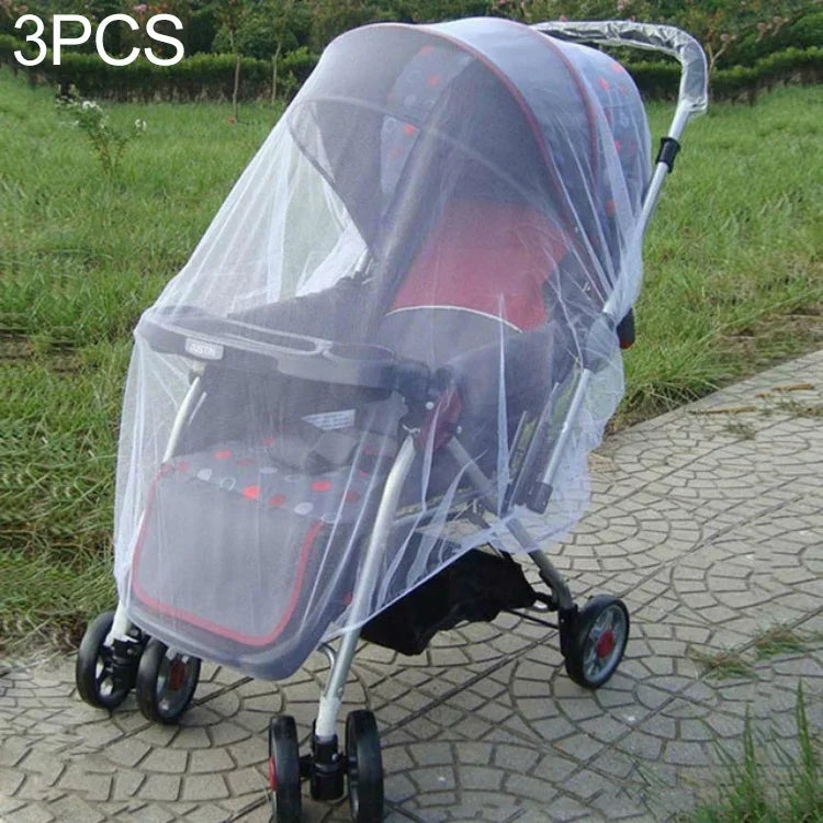 3 filets anti-moustiques pour poussette bébé de 150 cm, filet de protection sûr pour nourrissons, accessoires pour poussette, moustiquaire
