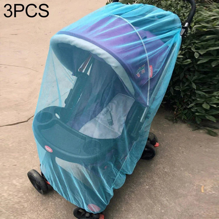 3 filets anti-moustiques pour poussette bébé de 150 cm, filet de protection sûr pour nourrissons, accessoires pour poussette, moustiquaire