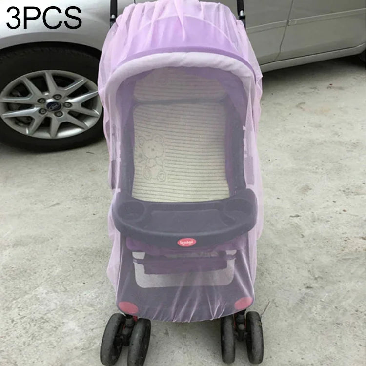 3 filets anti-moustiques pour poussette bébé de 150 cm, filet de protection sûr pour nourrissons, accessoires pour poussette, moustiquaire