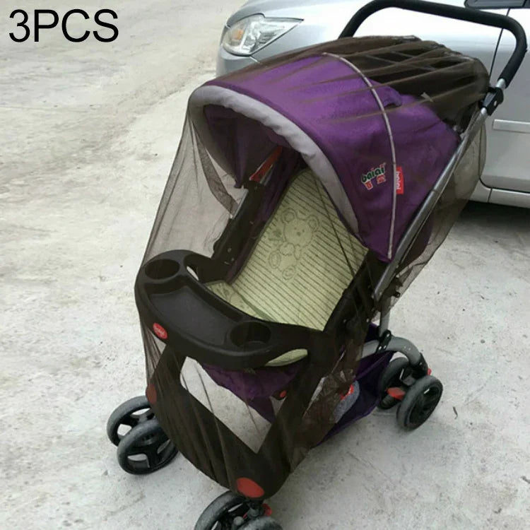 3 filets anti-moustiques pour poussette bébé de 150 cm, filet de protection sûr pour nourrissons, accessoires pour poussette, moustiquaire
