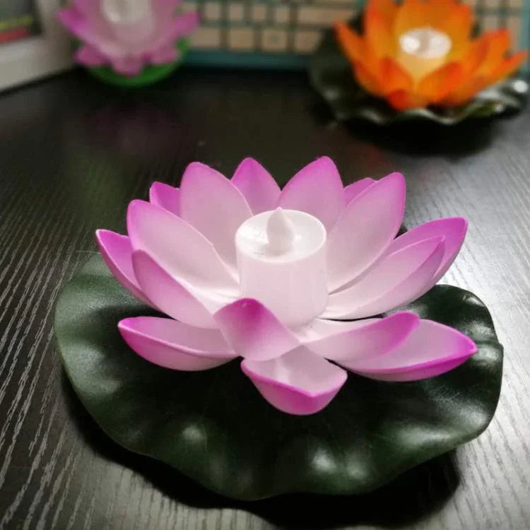 Lampe LED d'inondation 3 couleurs en forme de fleur de lotus artificielle flottante pour piscine extérieure et fête