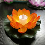 Lampe LED d'inondation 3 couleurs en forme de fleur de lotus artificielle flottante pour piscine extérieure et fête