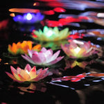 Lampe LED d'inondation 3 couleurs en forme de fleur de lotus artificielle flottante pour piscine extérieure et fête