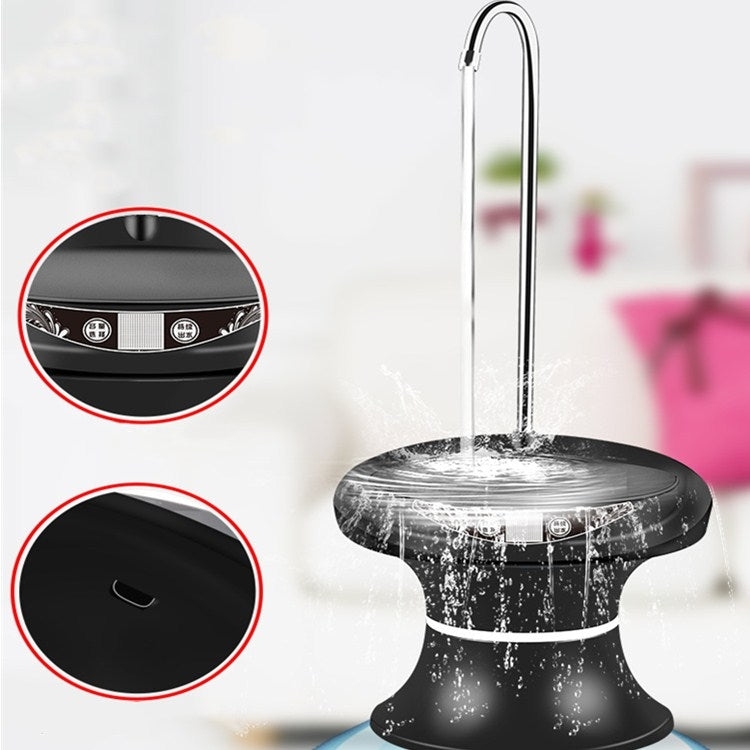 Distributeur d'eau automatique sans fil rechargeable par USB, pour seau de minerai, avec plateau et pompe, couleur noire