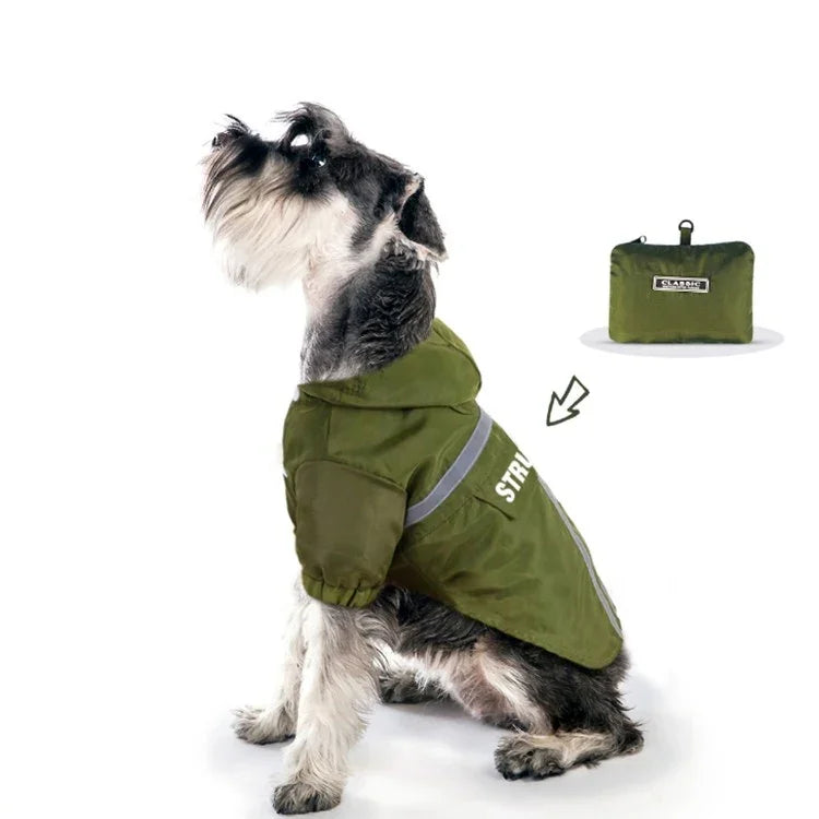 Imperméable pliable avec bande réfléchissante et capuche pour chien, tailles S, M, L, XL, XXL