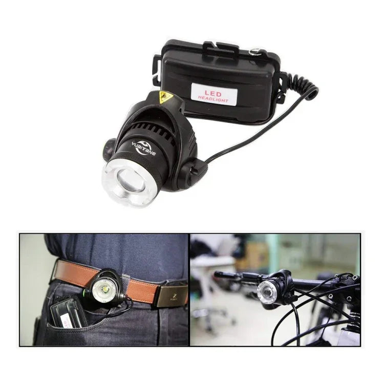 Lampe torche LED T6 à zoom forte lumière lampe frontale pour pêche, camping