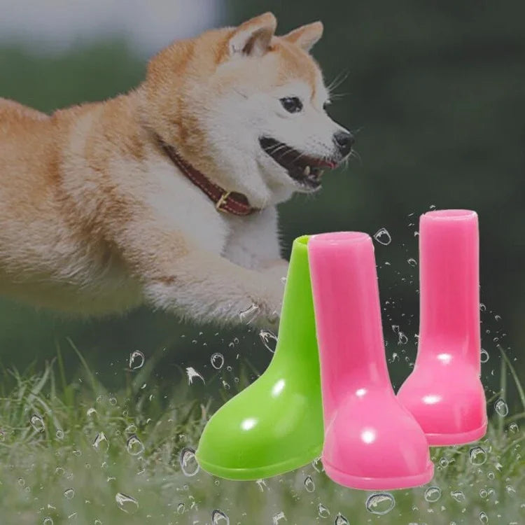 Lot de 4 bottes de pluie imperméables et antidérapantes pour chien, tailles S, M et L.