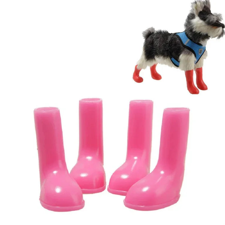 Lot de 4 bottes de pluie imperméables et antidérapantes pour chien, tailles S, M et L.