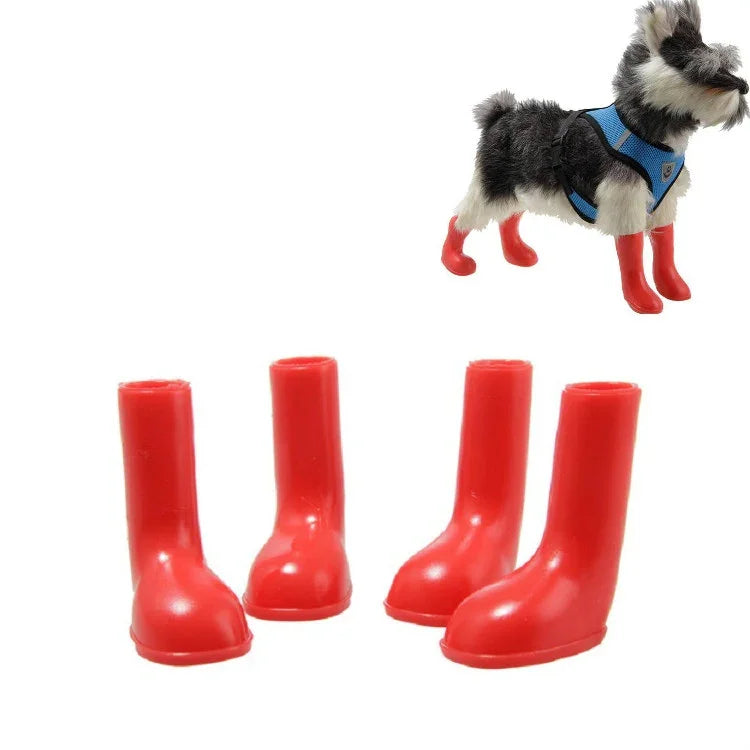 Lot de 4 bottes de pluie imperméables et antidérapantes pour chien, tailles S, M et L.