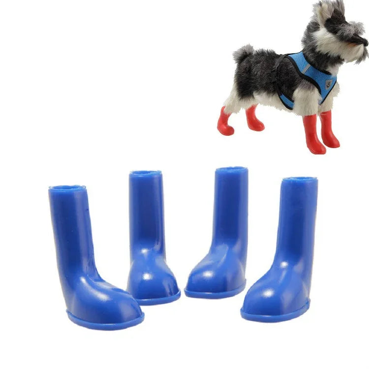 Lot de 4 bottes de pluie imperméables et antidérapantes pour chien, tailles S, M et L.