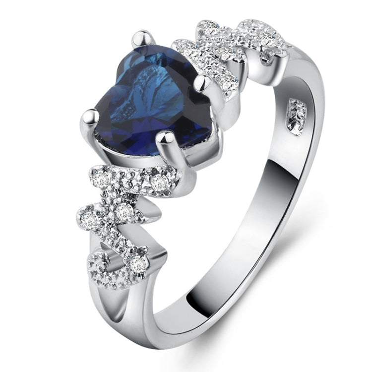 Bague en argent sterling 925 pour femme, motif cœur avec diamant, 10