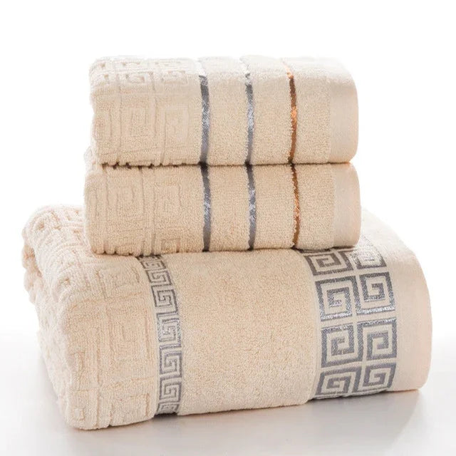 Set de 3 serviettes de bain en coton à carreaux