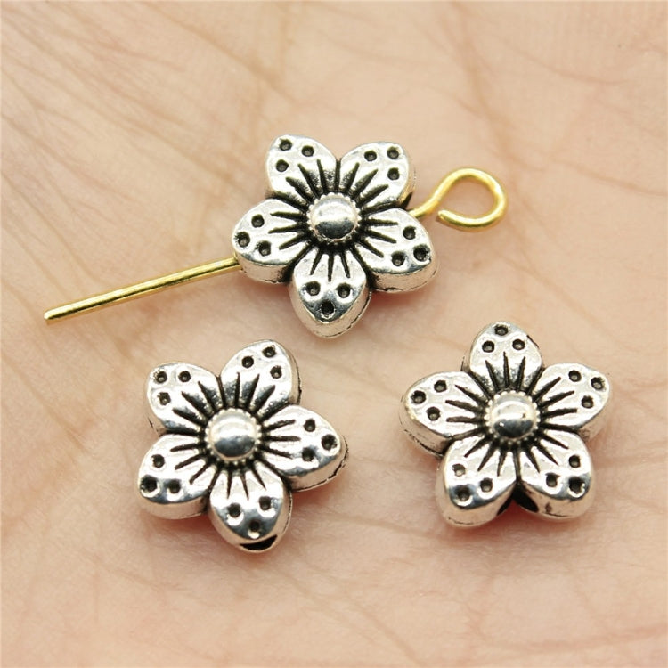 30 pendentifs de breloques de fleurs en alliage d'argent tibétain, perles intercalaires de fleurs, taille: 9x9x5mm