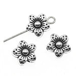 30 pendentifs de breloques de fleurs en alliage d'argent tibétain, perles intercalaires de fleurs, taille: 9x9x5mm