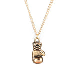 Collier Punk Rétro Mini Gant de Boxe, doré, argenté