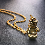 Collier Punk Rétro Mini Gant de Boxe, doré, argenté