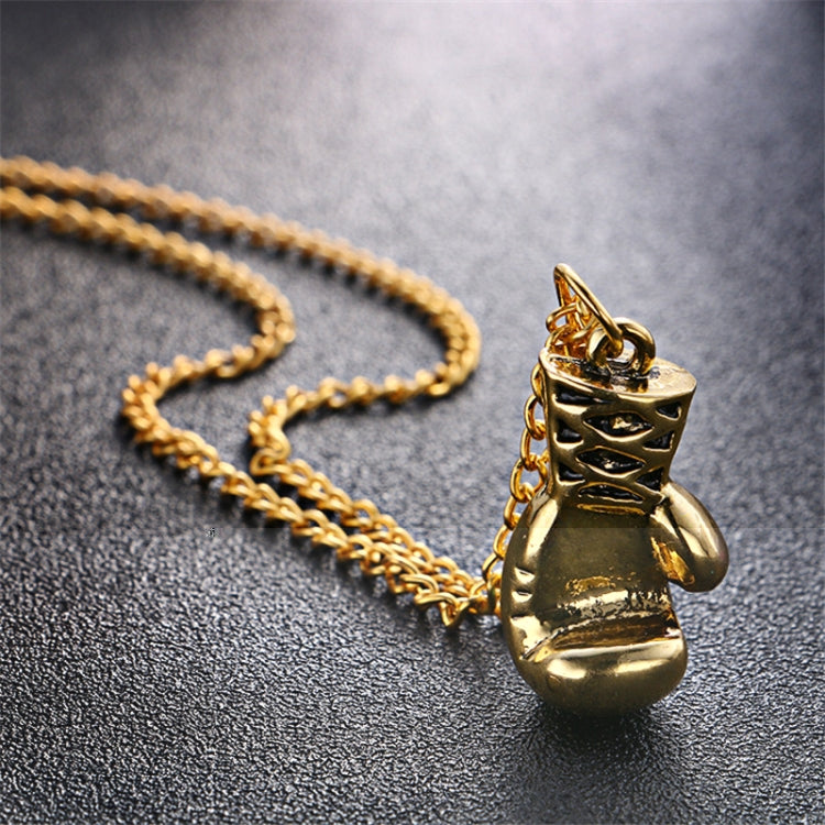 Collier Punk Rétro Mini Gant de Boxe, doré, argenté