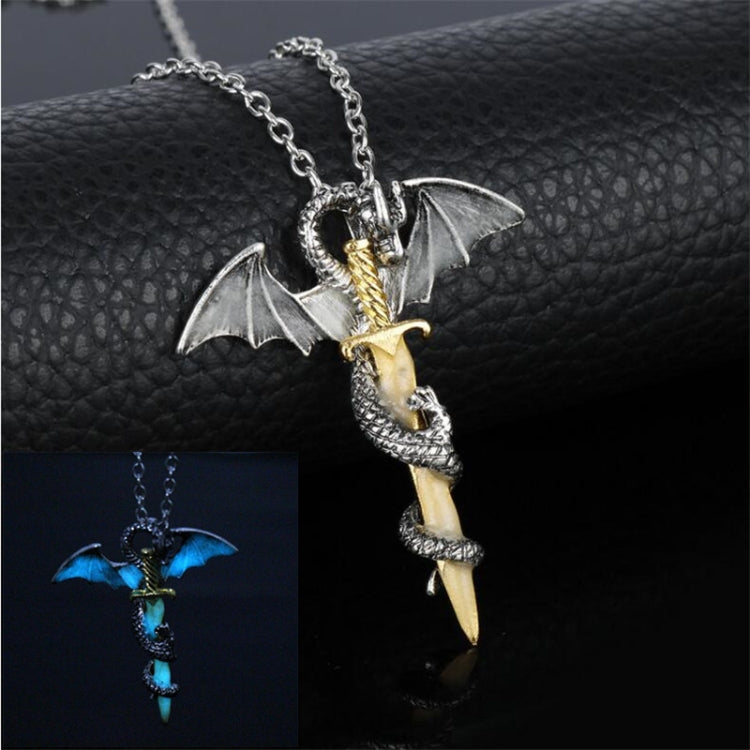 Collier Pendentif Épée Dragon Lumineux Bijoux Anime Sombre