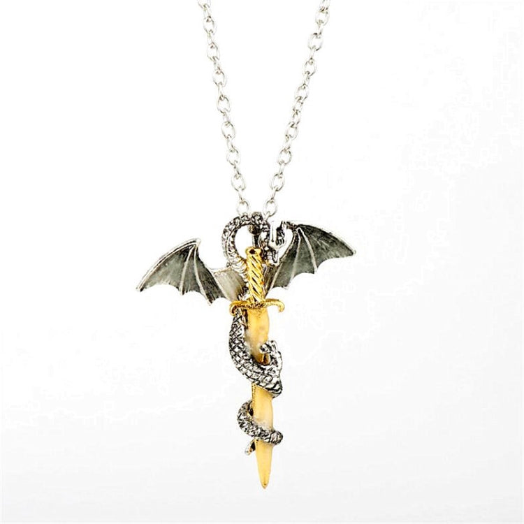 Collier Pendentif Épée Dragon Lumineux Bijoux Anime Sombre