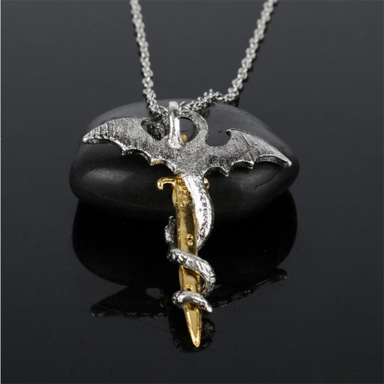Collier Pendentif Épée Dragon Lumineux Bijoux Anime Sombre