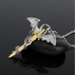 Collier Pendentif Épée Dragon Lumineux Bijoux Anime Sombre