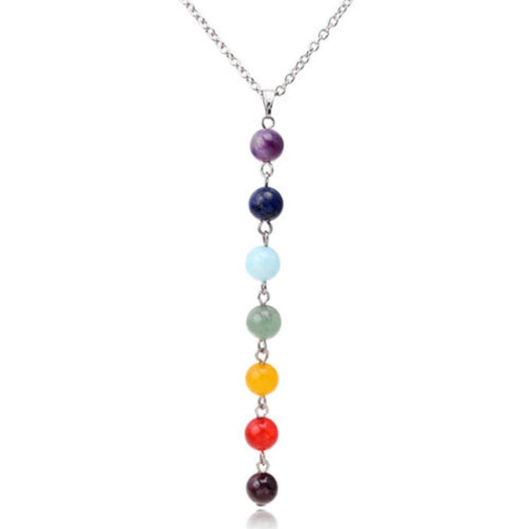 Collier avec pendentif de perles en pierre naturelle 7 couleurs pour femmes, yoga, reiki, guérison, équilibre, bijoux et breloques.
