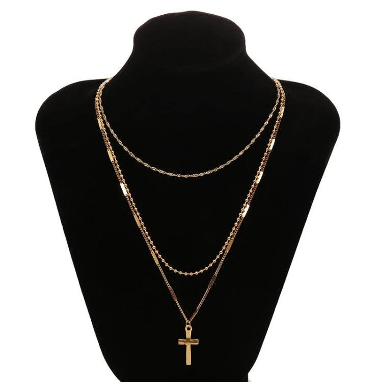 Collier pendentif croix multi-chaînes fait main pour femme