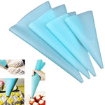 4 pièces en silicone glaçage tuyauterie crème pâtissière buse DIY outils de décoration de gâteaux, sac à douille (bleu), sac à douille (blanc), sac à douille (rose), sac à douille (vert)