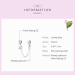 Chaîne de sécurité en argent S925, chat, pour bracelet DIY