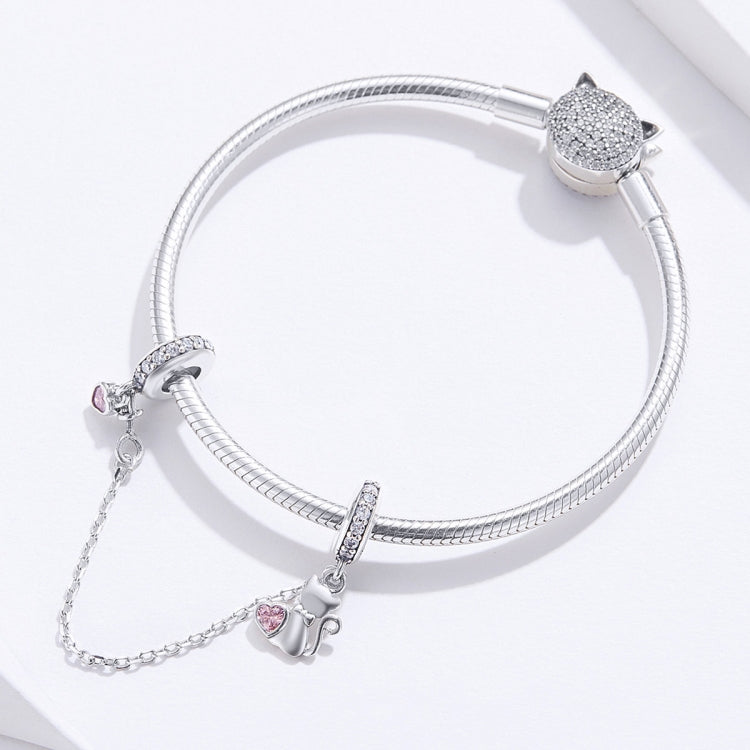 Chaîne de sécurité en argent S925, chat, pour bracelet DIY