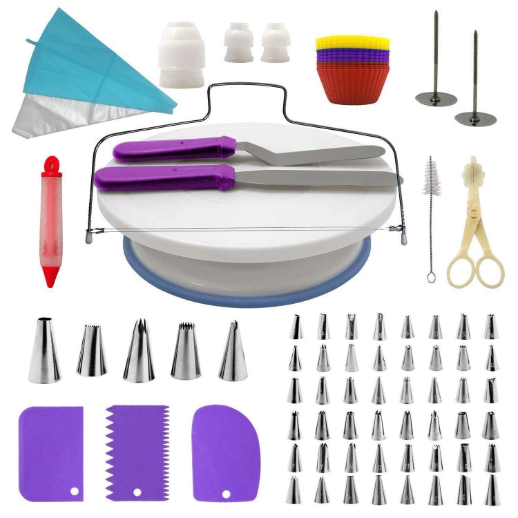 Ensemble de plateau tournant pour gâteau 106 pièces, outils de décoration de gâteau en acier inoxydable, 106 pièces/ensemble violet, 106 pièces/ensemble bleu