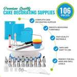 Ensemble de plateau tournant pour gâteau 106 pièces, outils de décoration de gâteau en acier inoxydable, 106 pièces/ensemble violet, 106 pièces/ensemble bleu